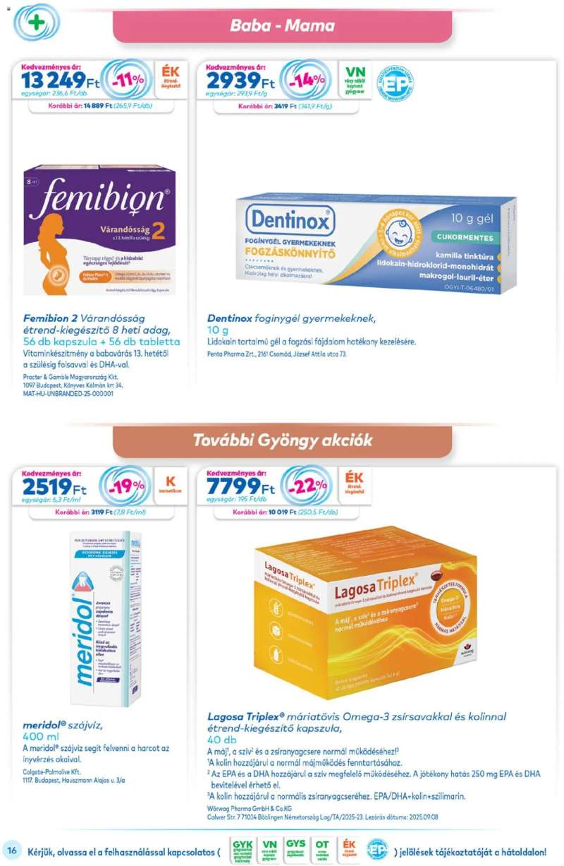 Gyöngy Patikák Akciós újság Gyöngy Patikák 16 oldal