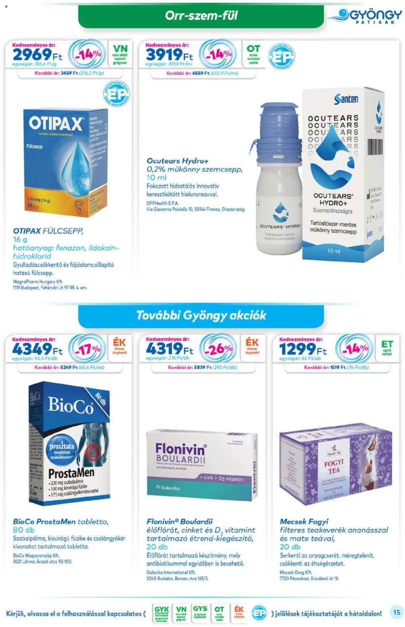Gyöngy Patikák Akciós újság Gyöngy Patikák 15 oldal