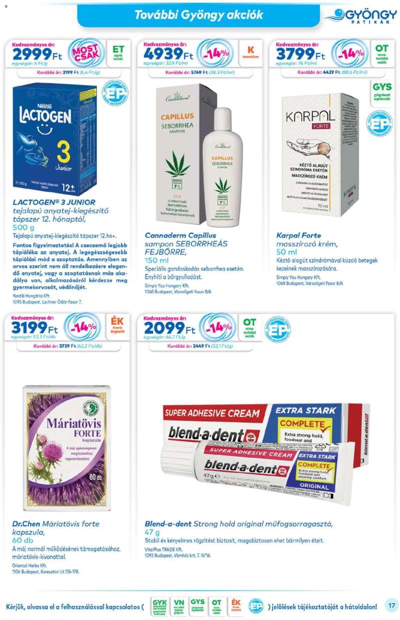Gyöngy Patikák Akciós újság Gyöngy Patikák 17 oldal