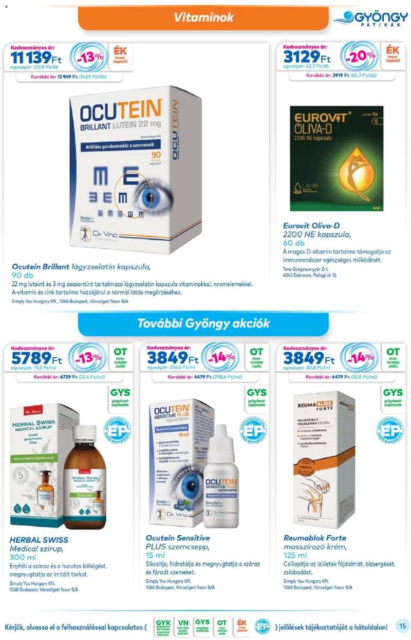 Gyöngy Patikák Akciós újság Gyöngy Patikák 15 oldal