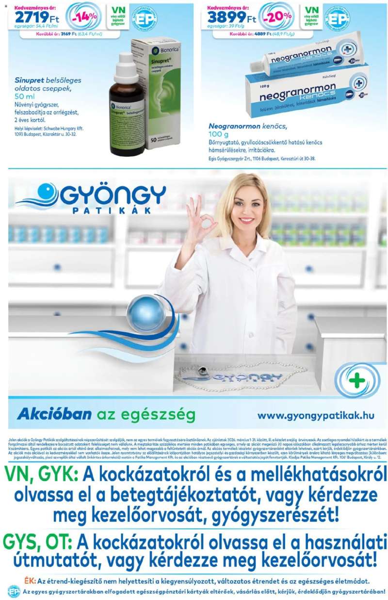 Gyöngy Patikák Gyöngy Patikák akciós újság 20 oldal