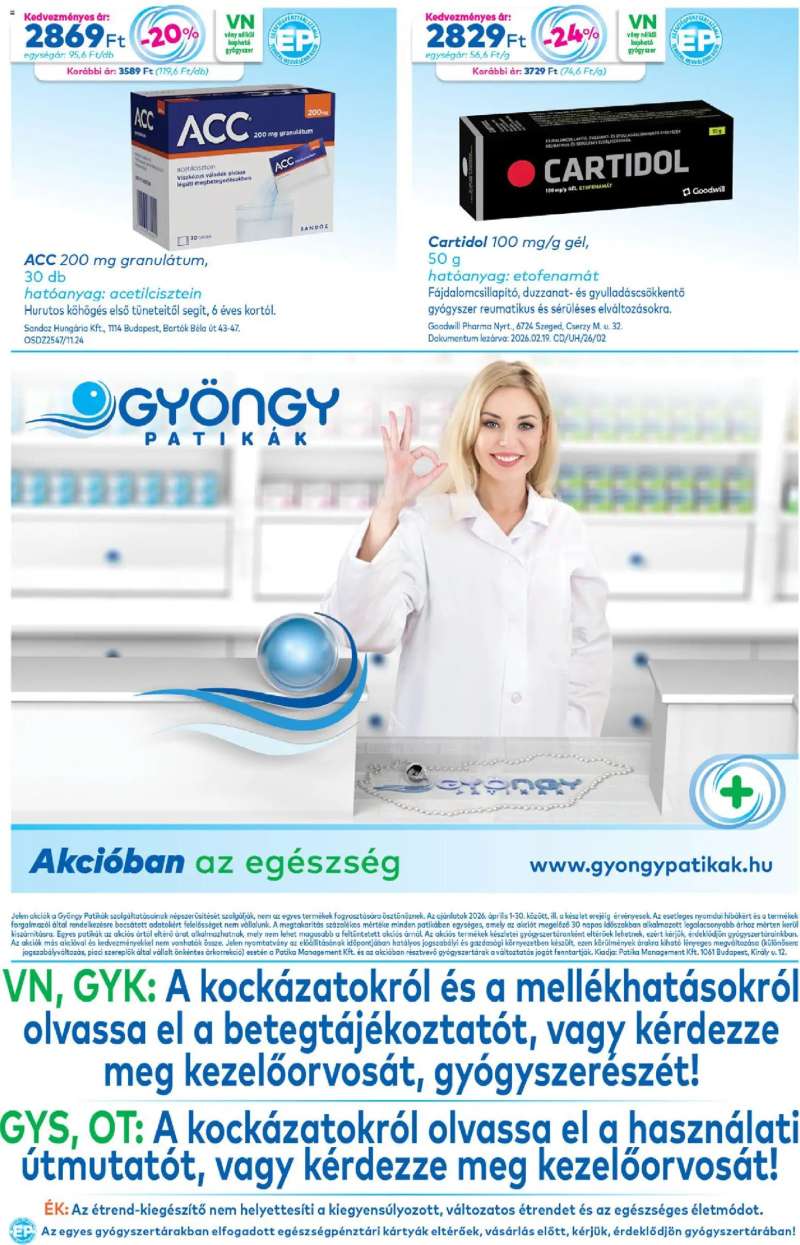 Gyöngy Patikák Gyöngy Patikák akciós újság 20 oldal
