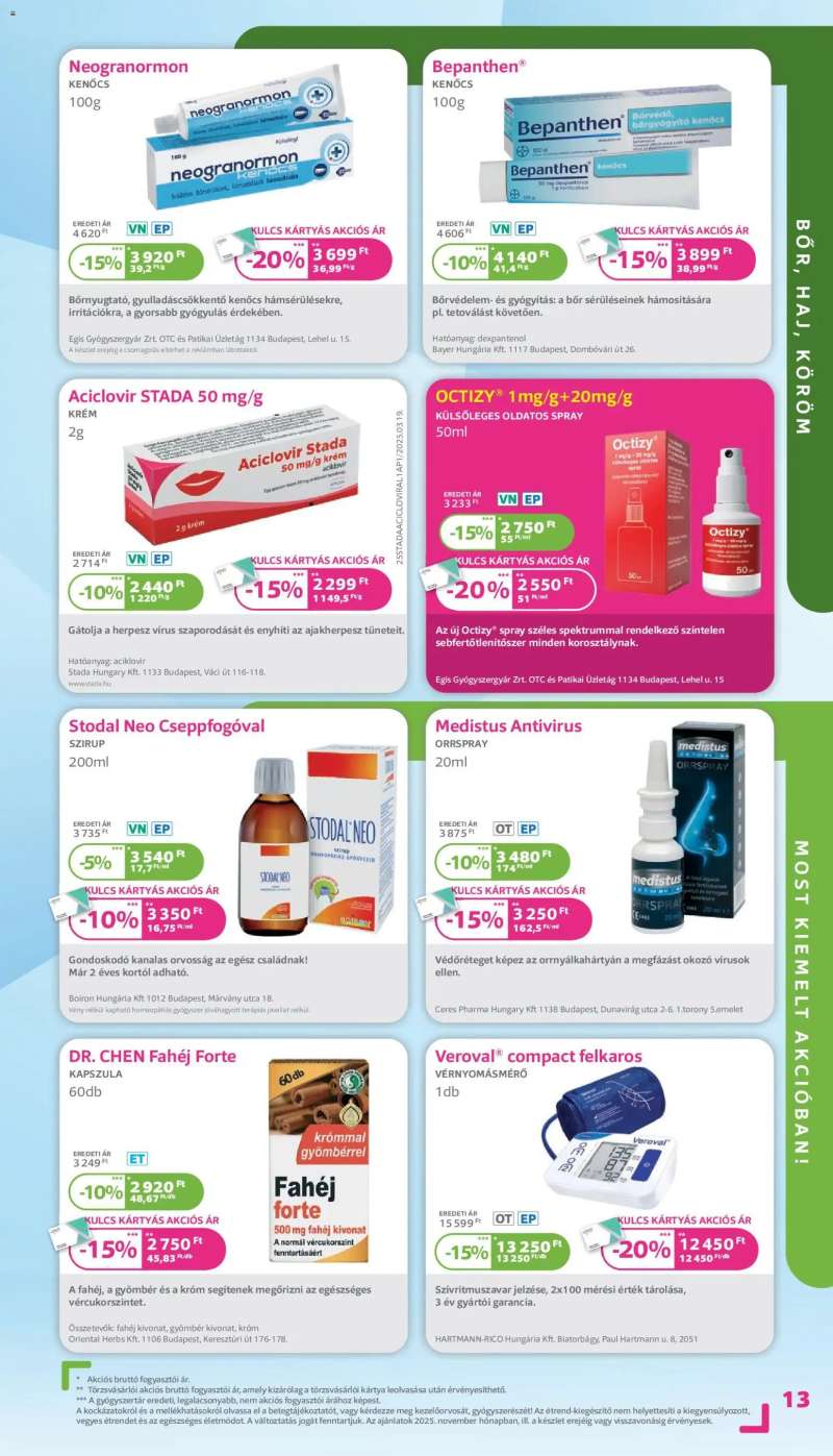 Kulcs Patika Akciós újság Kulcs Patika 13 oldal