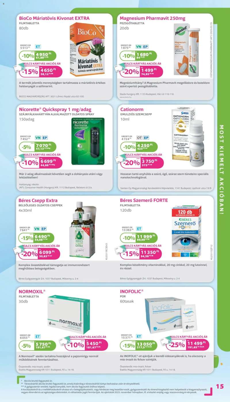 Kulcs Patika Akciós újság Kulcs Patika 15 oldal