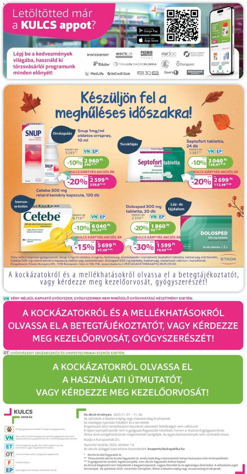 Kulcs Patika Akciós újság Kulcs Patika 20 oldal