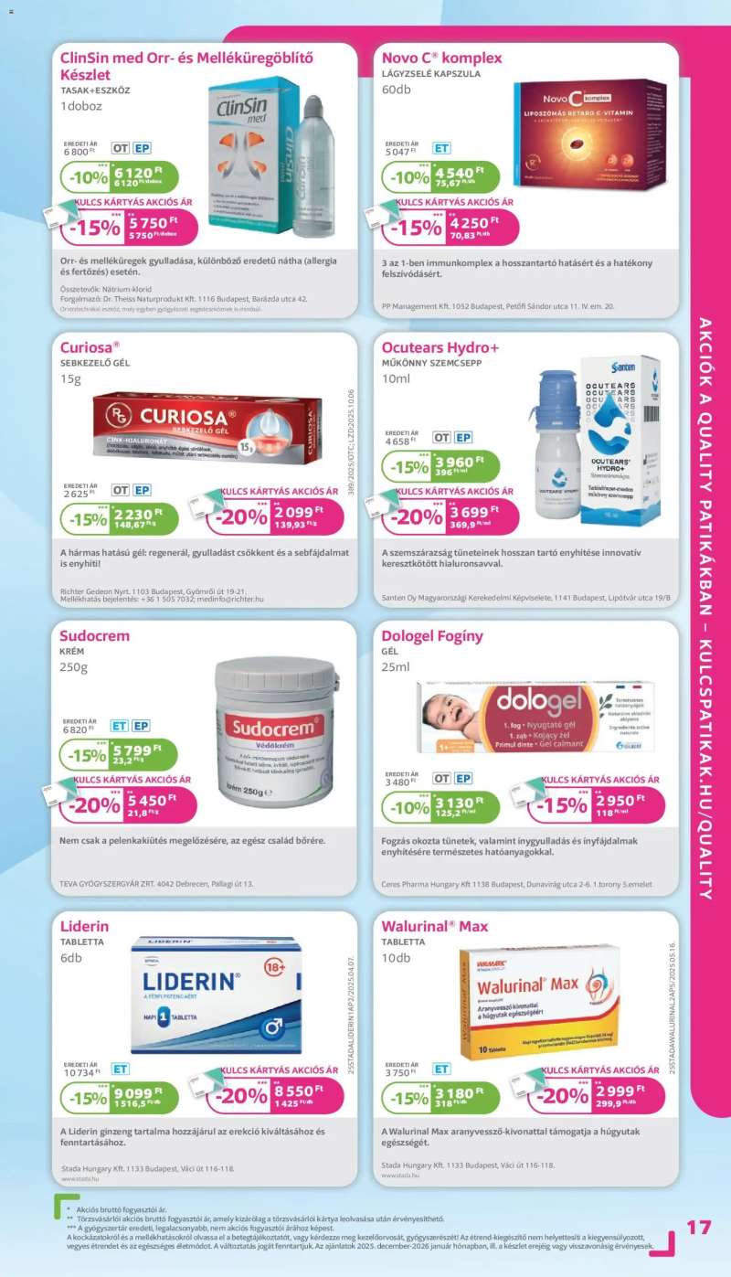 Kulcs Patika Akciós újság Kulcs Patika 17 oldal
