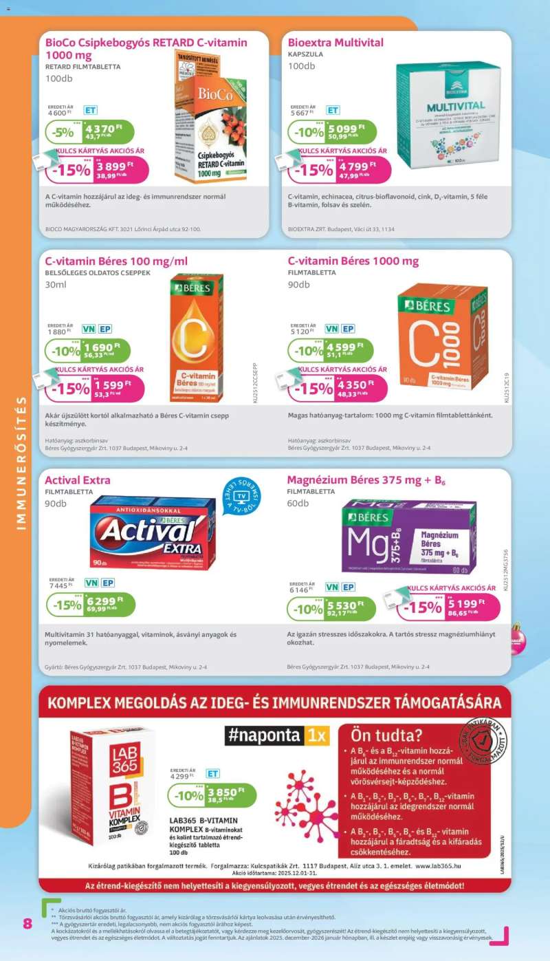 Kulcs Patika Akciós újság Kulcs Patika 8 oldal