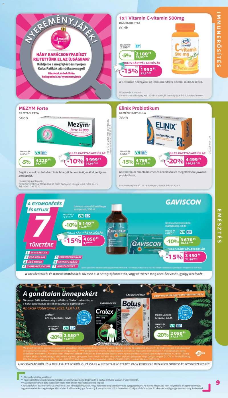 Kulcs Patika Akciós újság Kulcs Patika 9 oldal