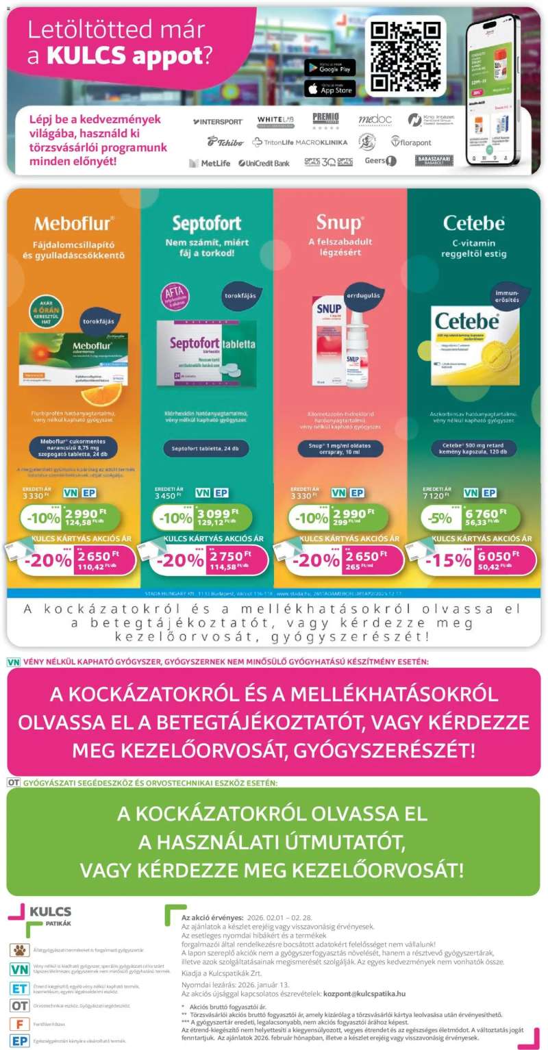 Kulcs Patika Akciós újság Kulcs Patika 20 oldal