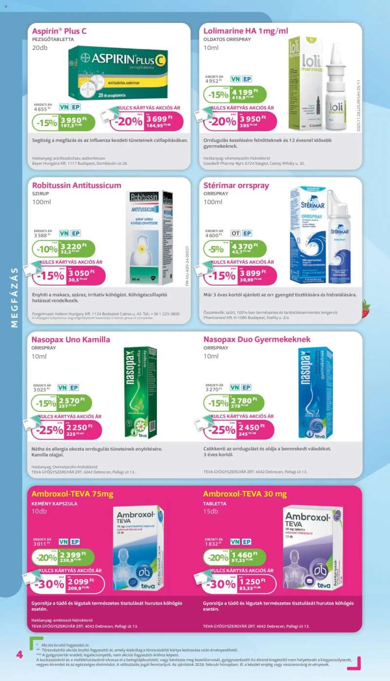 Kulcs Patika Akciós újság Kulcs Patika 4 oldal