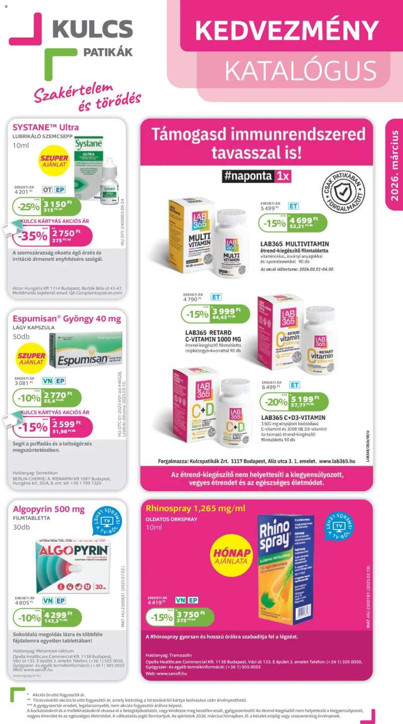 Kulcs Patika Kulcs Patika akciós újság 1 oldal