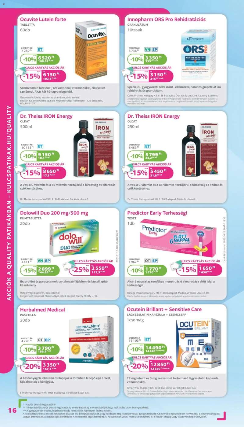 Kulcs Patika Kulcs Patika akciós újság 16 oldal