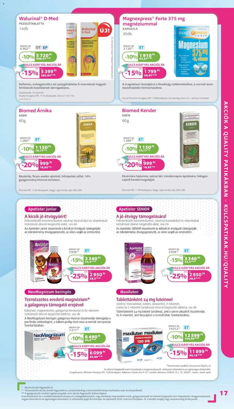 Kulcs Patika Kulcs Patika akciós újság 17 oldal