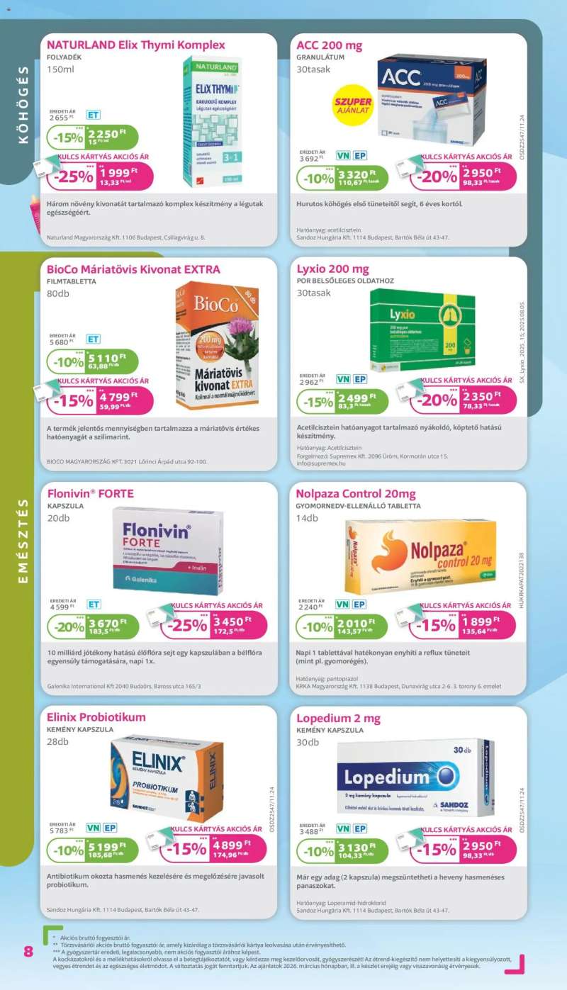Kulcs Patika Kulcs Patika akciós újság 8 oldal