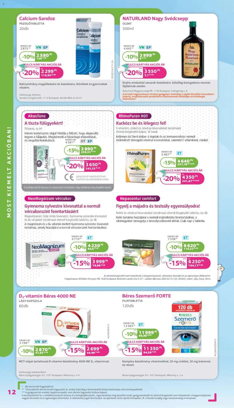 Kulcs Patika Kulcs Patika akciós újság 12 oldal