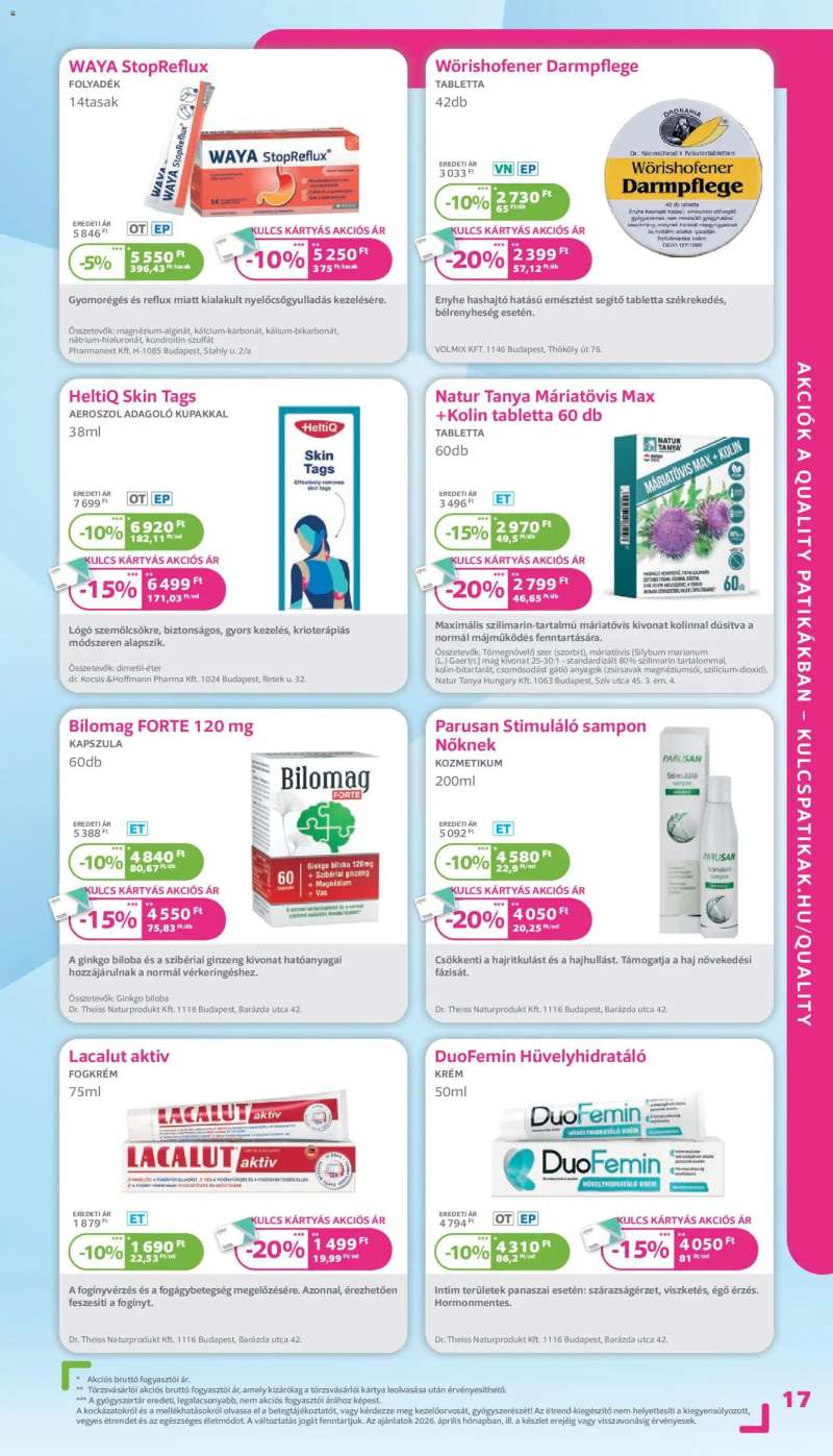 Kulcs Patika Kulcs Patika akciós újság 17 oldal
