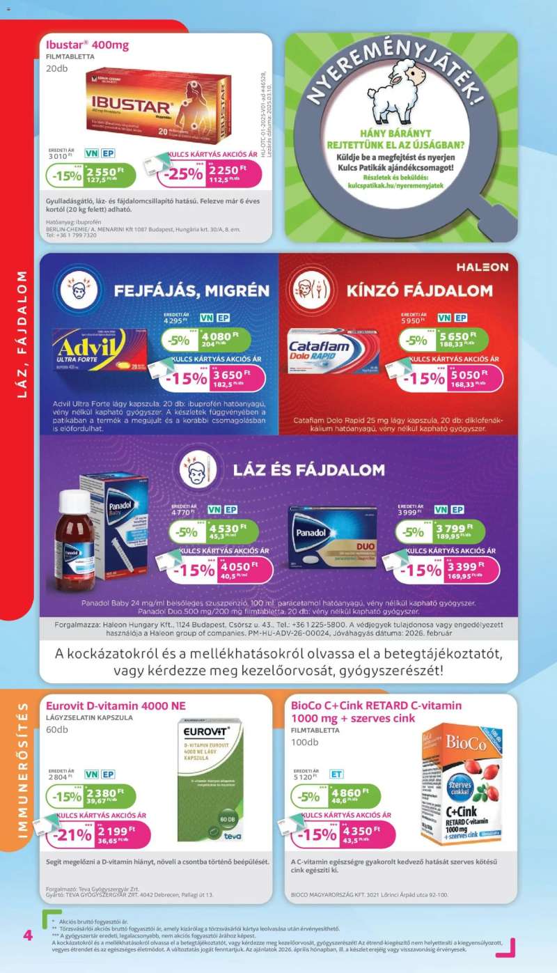 Kulcs Patika Kulcs Patika akciós újság 4 oldal