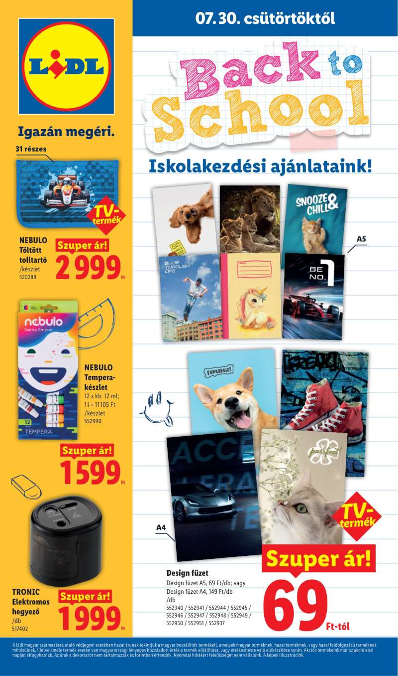 Lidl Akciós Újság Iskolakezdés 1 oldal