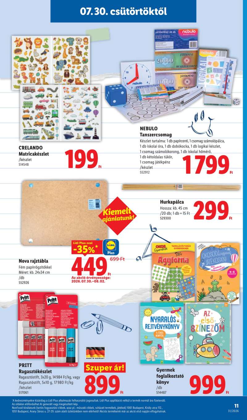 Lidl Akciós Újság Iskolakezdés 11 oldal