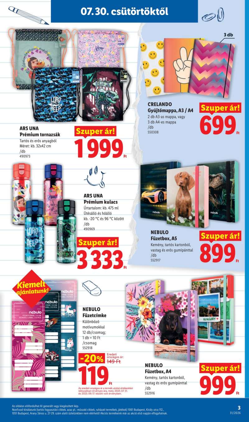 Lidl Akciós Újság Iskolakezdés 3 oldal