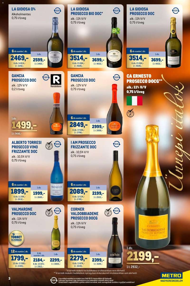 Metro Ünnepi Italok katalógus 3 oldal