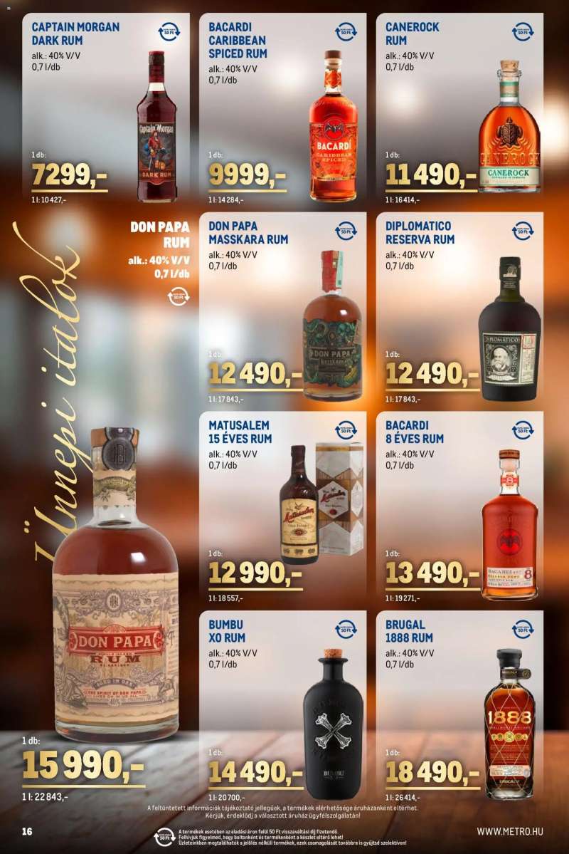 Metro Ünnepi Italok katalógus 16 oldal