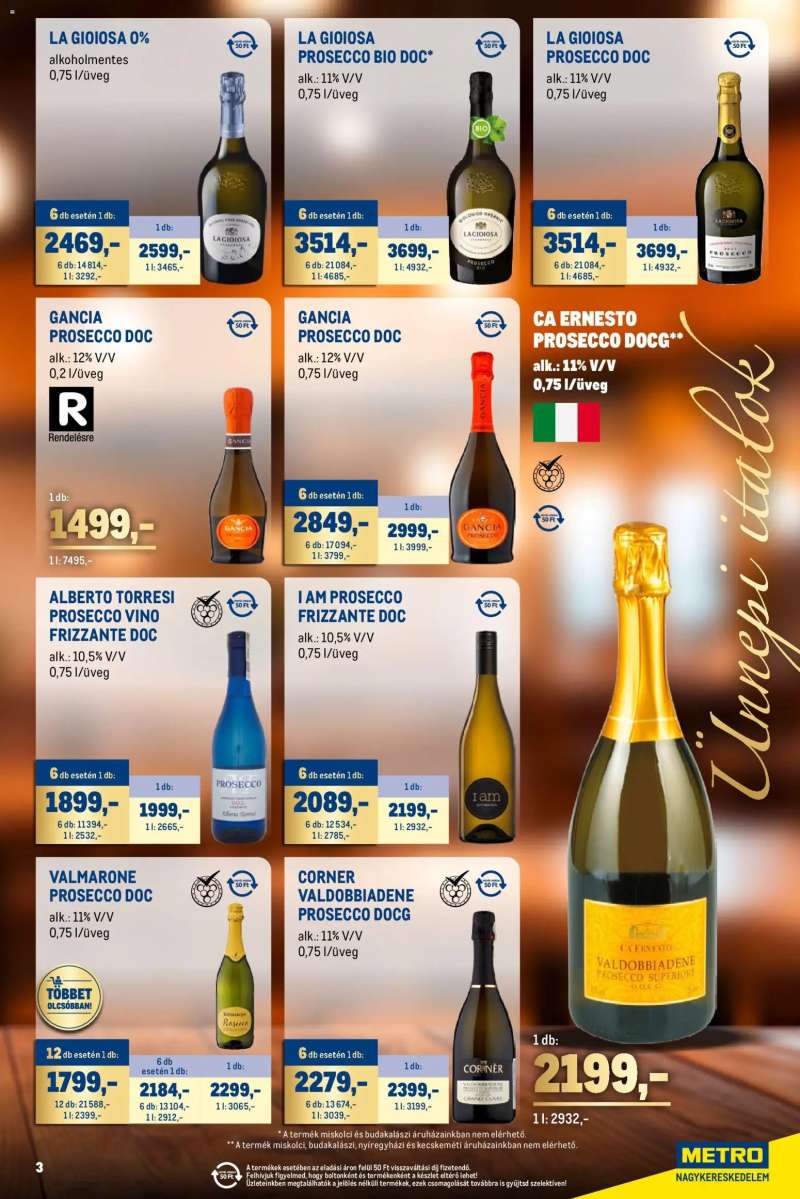 Metro Ünnepi Italok katalógus 3 oldal