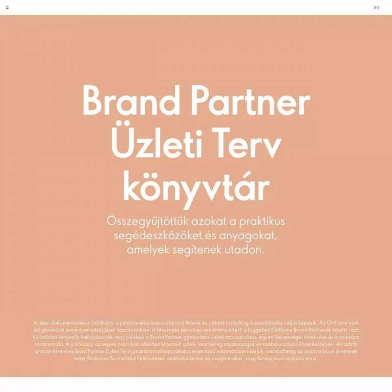 Oriflame Katalógus Oriflame Brand Partner Üzleti Terv 99 oldal