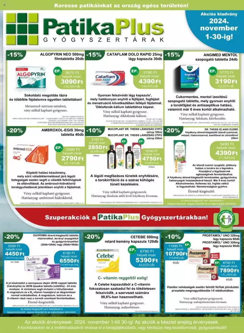 PatikaPlus Akciós újság PatikaPlus 1 oldal