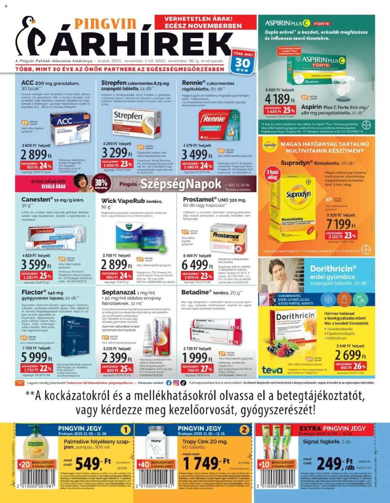 Pingvin Patika Akciós újság Pingvin Patika 1 oldal