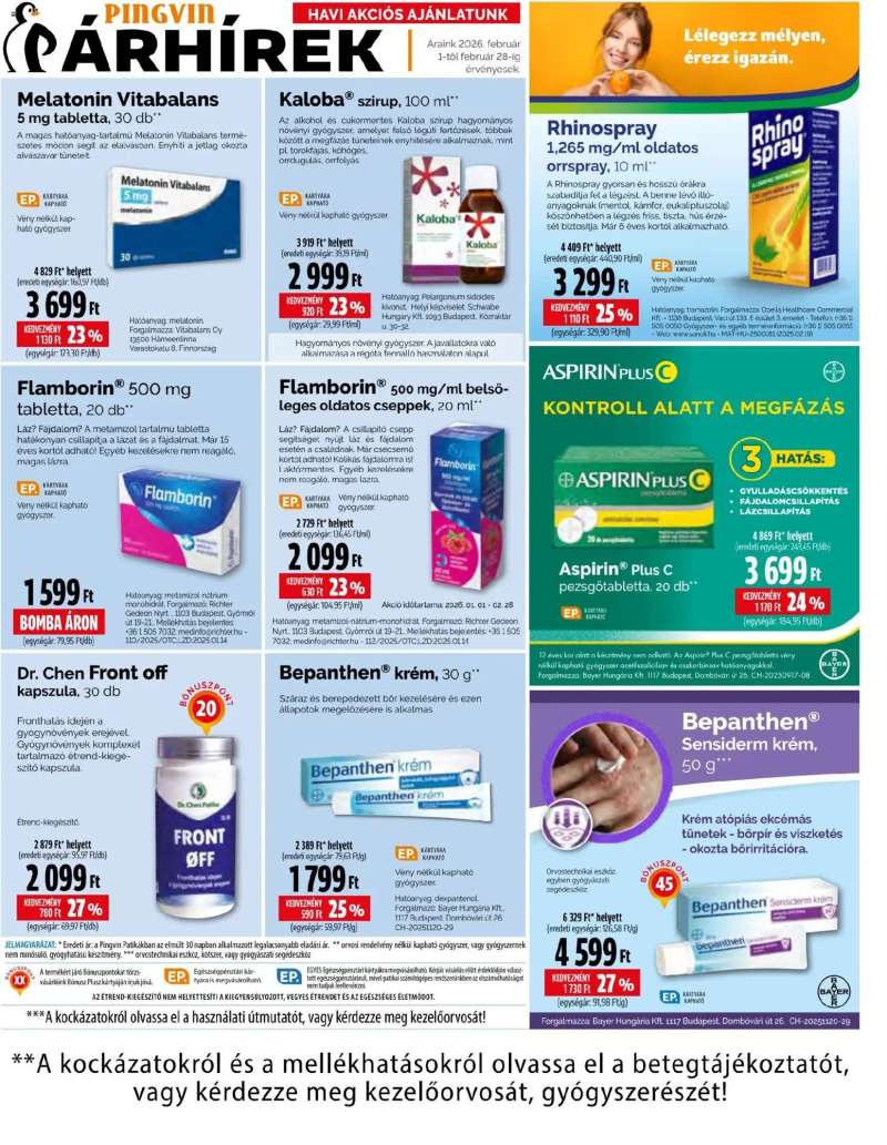 Pingvin Patika Akciós újság Pingvin Patika 10 oldal