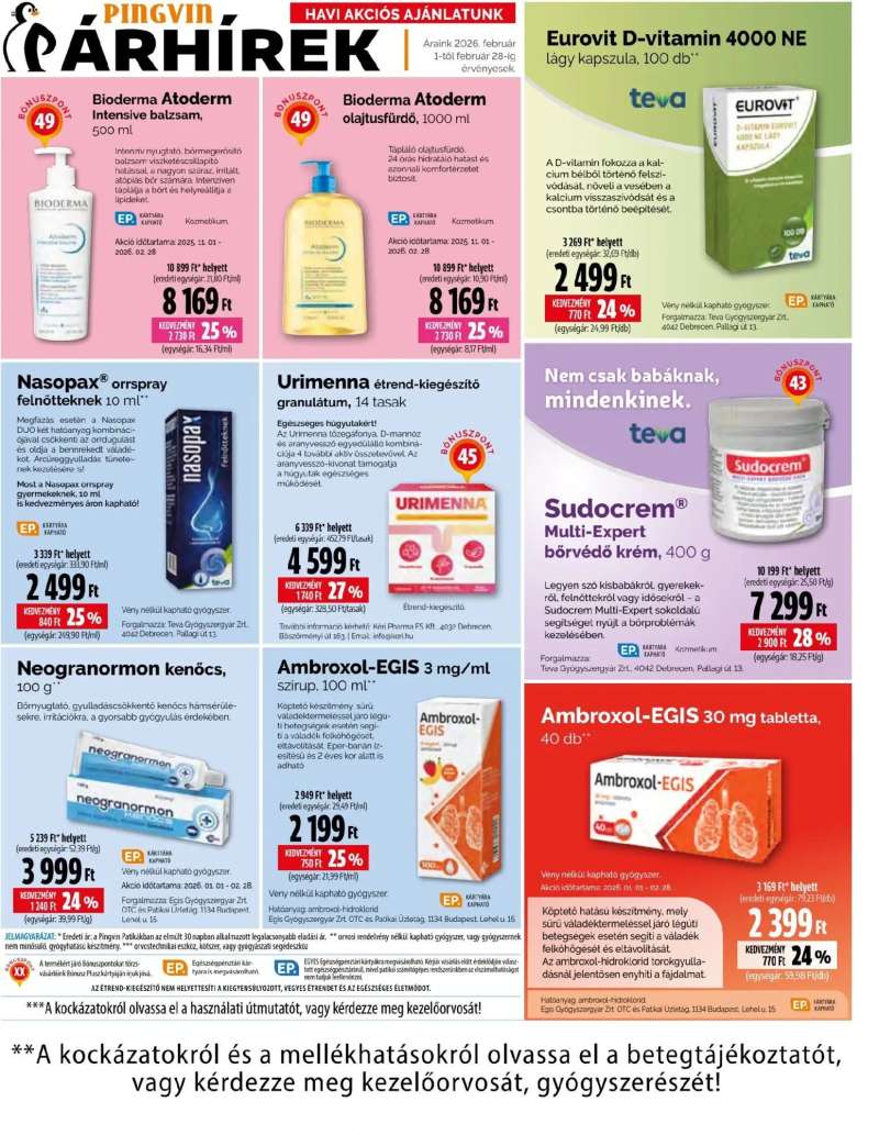 Pingvin Patika Akciós újság Pingvin Patika 12 oldal