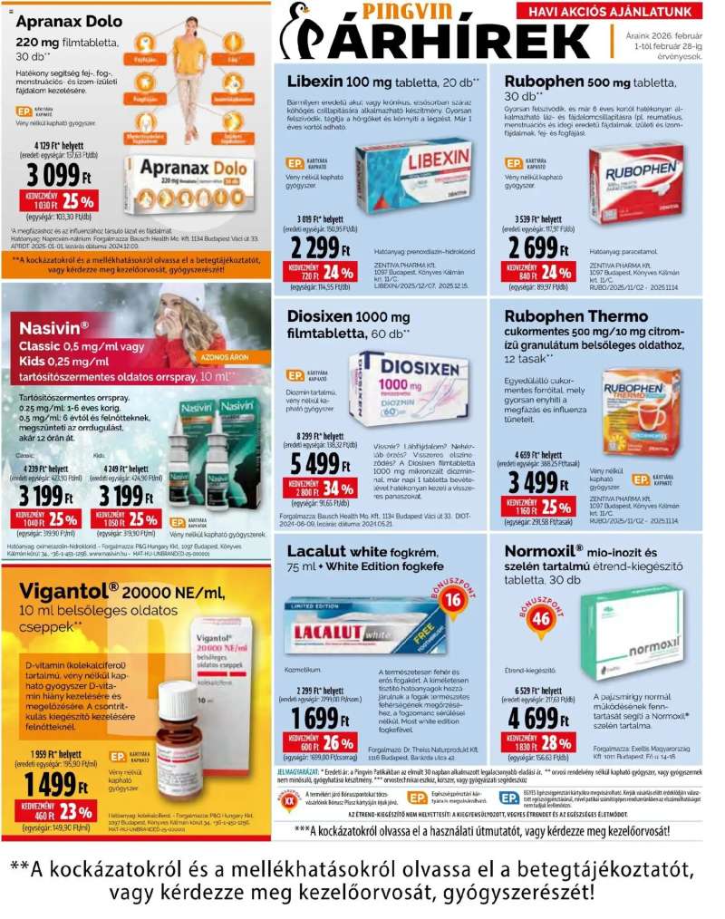 Pingvin Patika Akciós újság Pingvin Patika 13 oldal