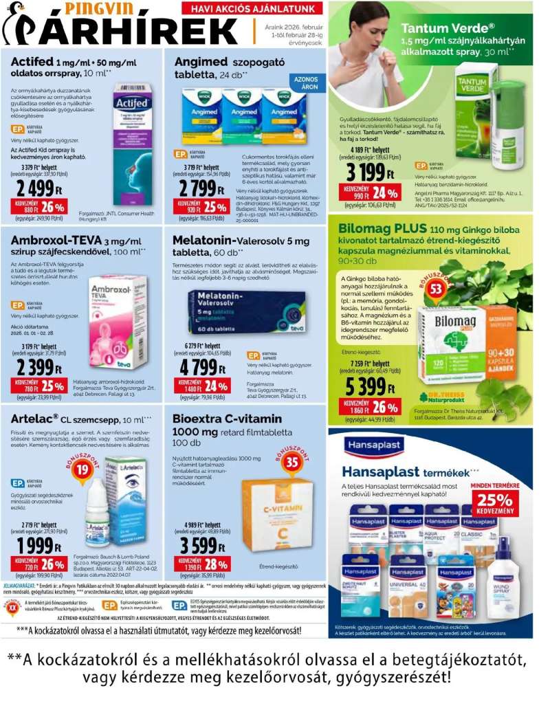 Pingvin Patika Akciós újság Pingvin Patika 2 oldal