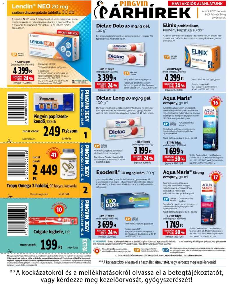 Pingvin Patika Akciós újság Pingvin Patika 3 oldal