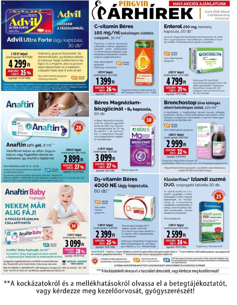 Pingvin Patika Akciós újság Pingvin Patika 5 oldal