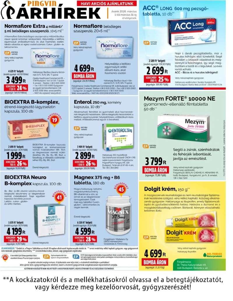 Pingvin Patika Pingvin Patika akciós újság 1 oldal