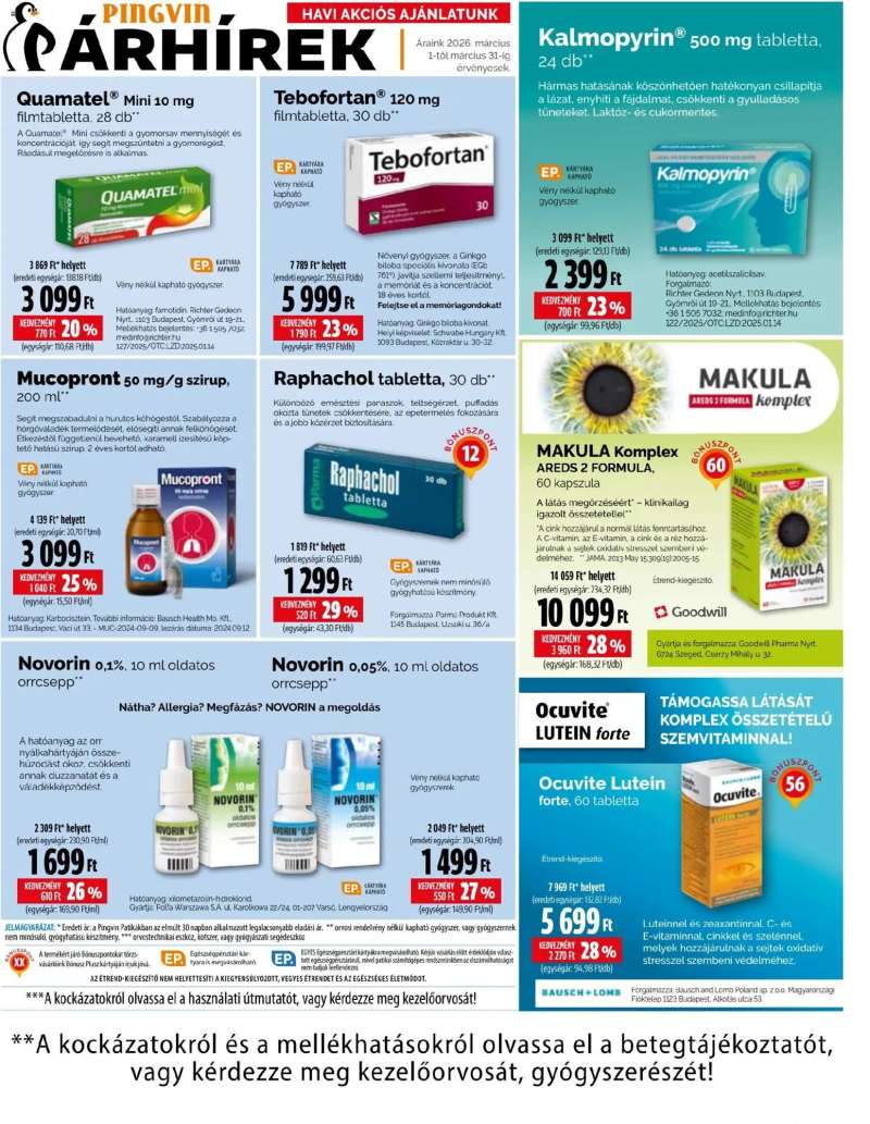 Pingvin Patika Pingvin Patika akciós újság 11 oldal