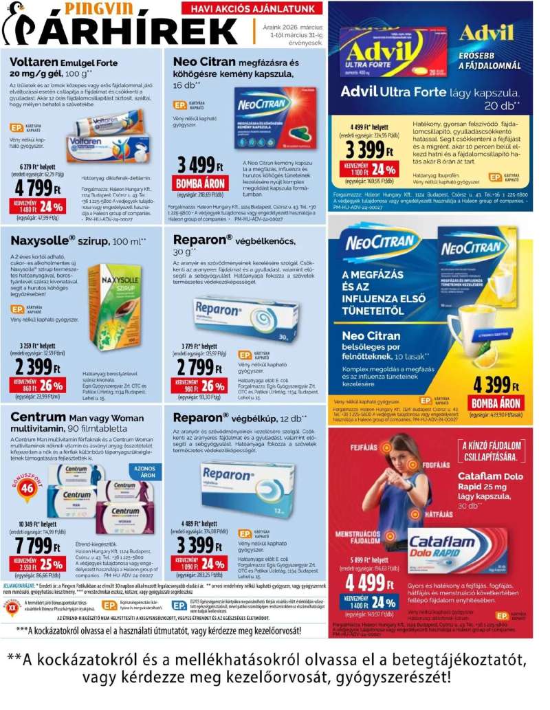 Pingvin Patika Pingvin Patika akciós újság 9 oldal