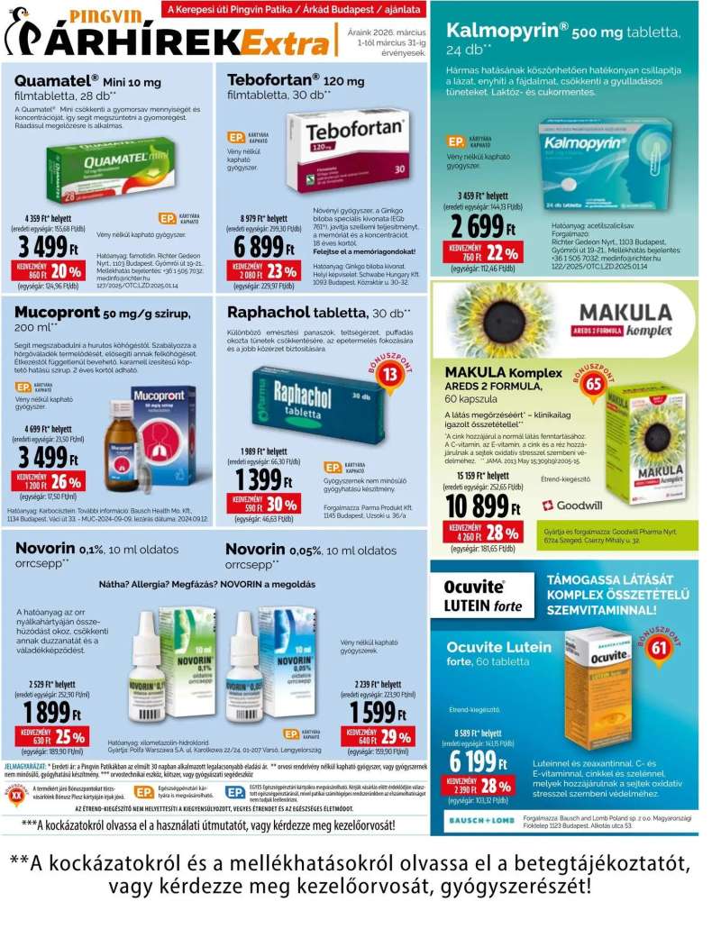 Pingvin Patika Pingvin Patika Pingvin Árhírek Extra 11 oldal