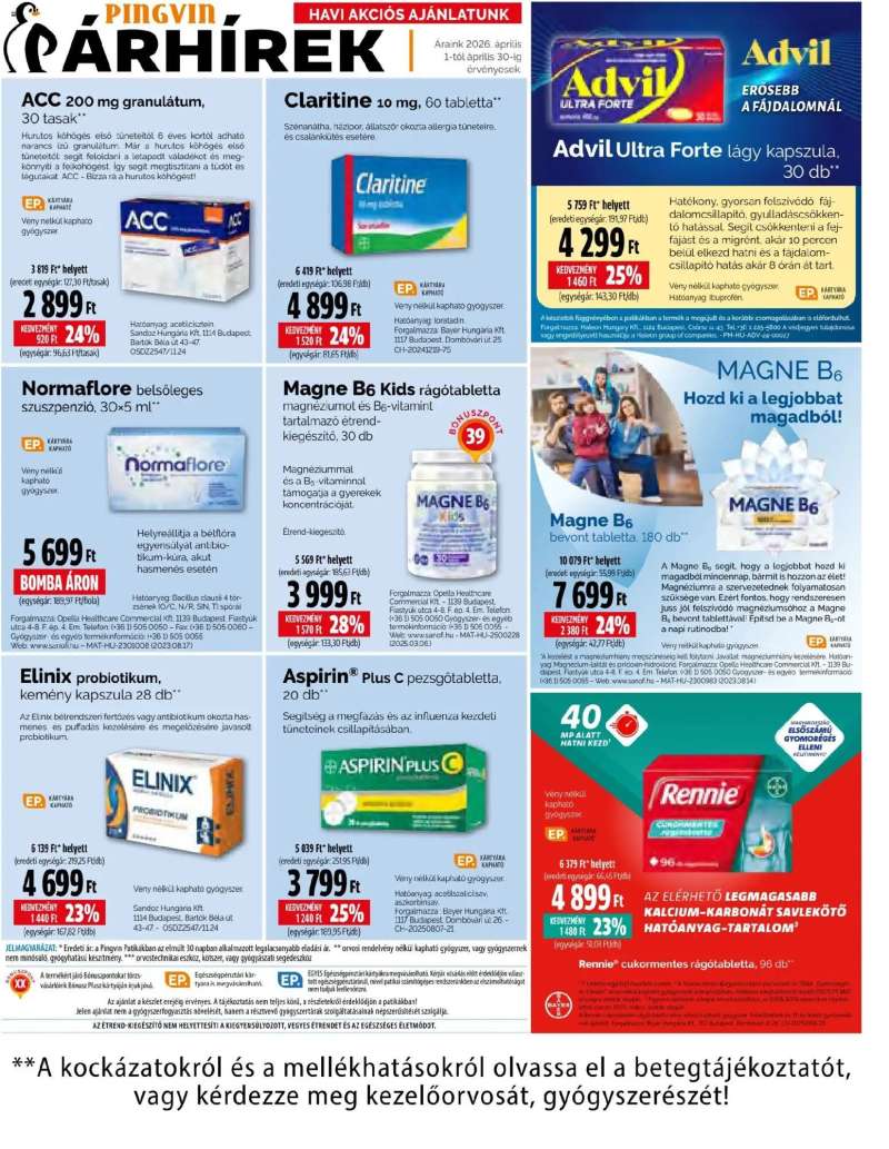 Pingvin Patika Pingvin Patika akciós újság 1 oldal