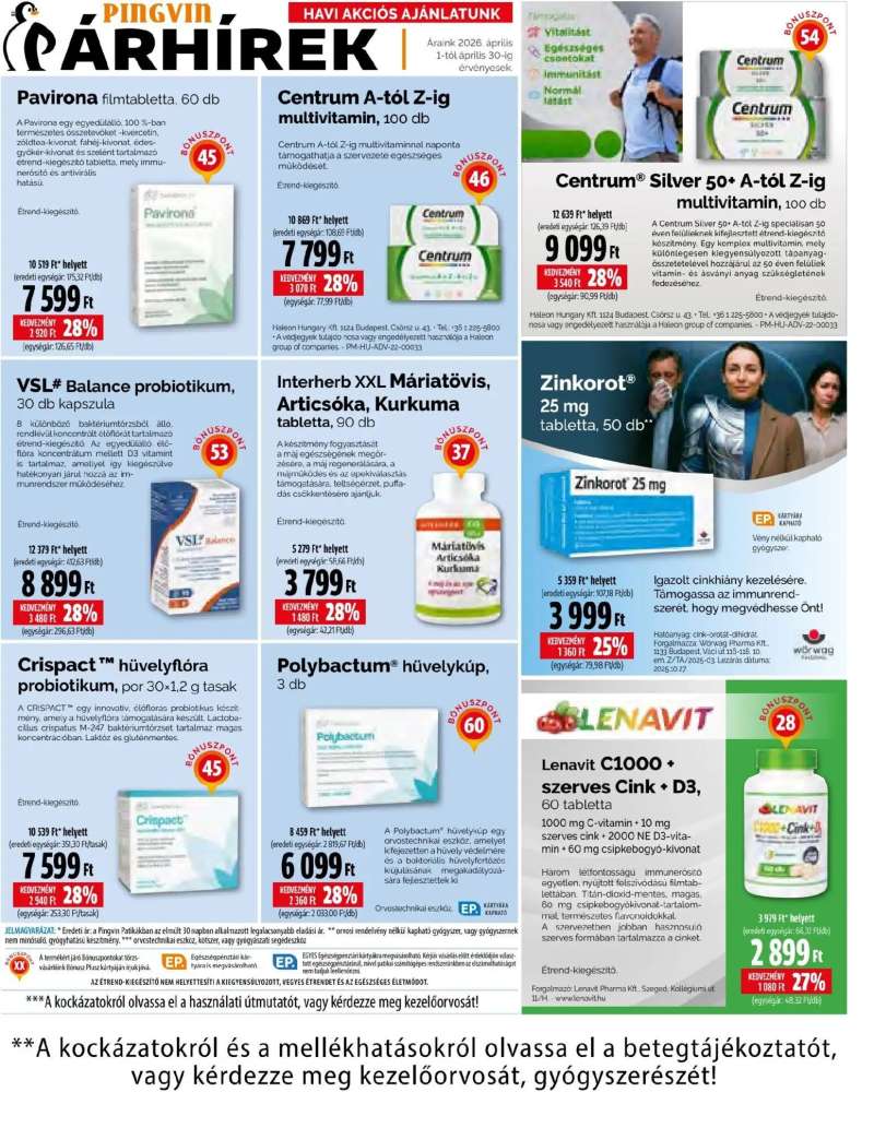 Pingvin Patika Pingvin Patika akciós újság 15 oldal