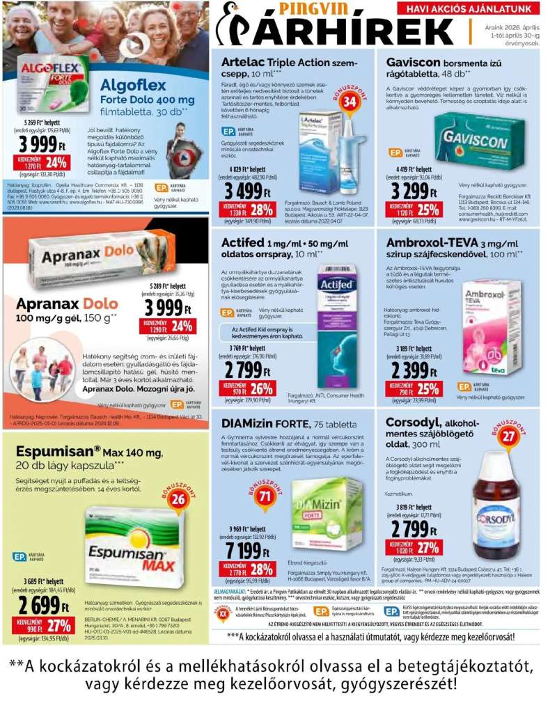 Pingvin Patika Pingvin Patika akciós újság 2 oldal