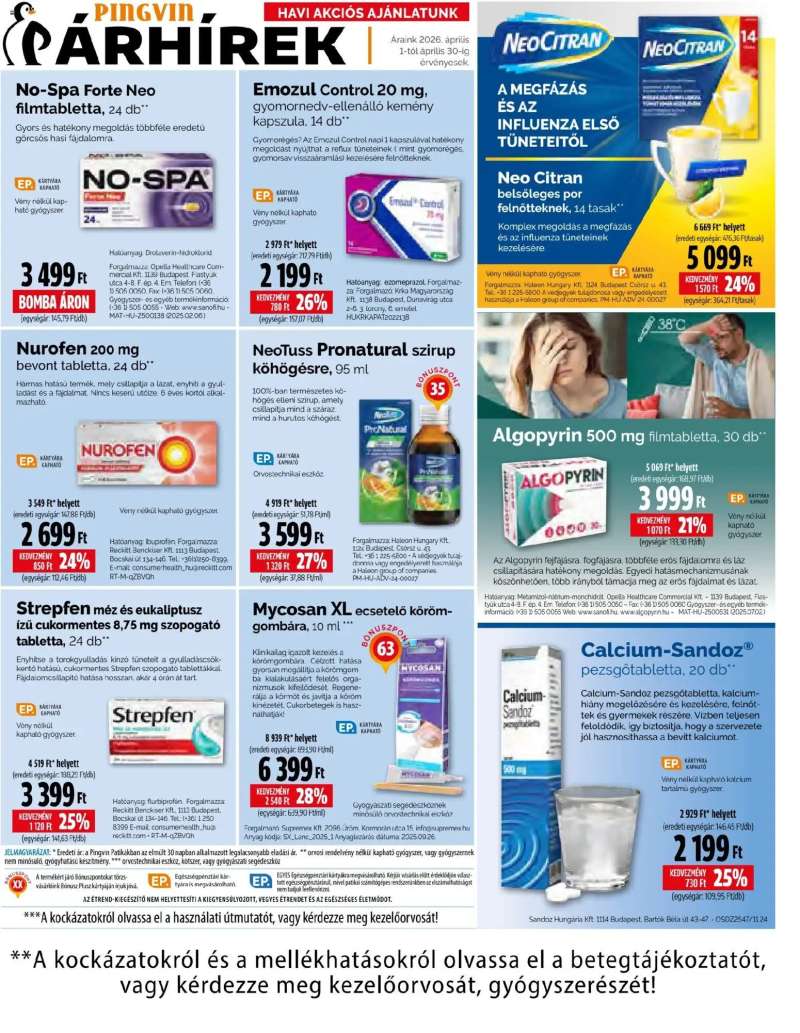 Pingvin Patika Pingvin Patika akciós újság 3 oldal