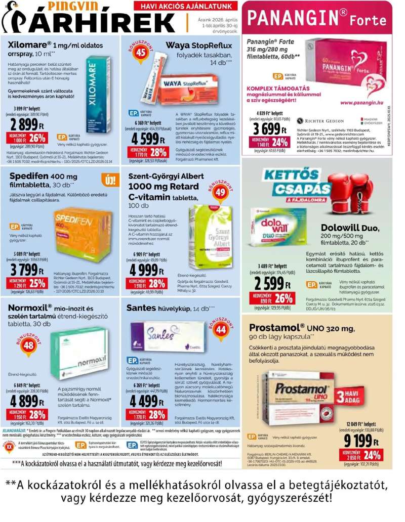 Pingvin Patika Pingvin Patika akciós újság 9 oldal