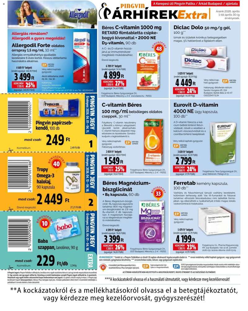 Pingvin Patika Pingvin Patika Pingvin Árhírek Extra 4 oldal