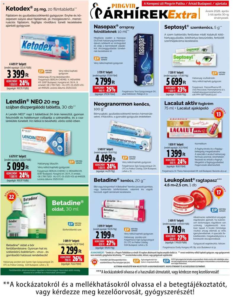 Pingvin Patika Pingvin Patika Pingvin Árhírek Extra 8 oldal