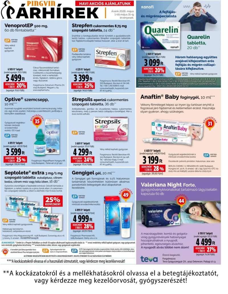 Pingvin Patika Pingvin Patika akciós újság 11 oldal