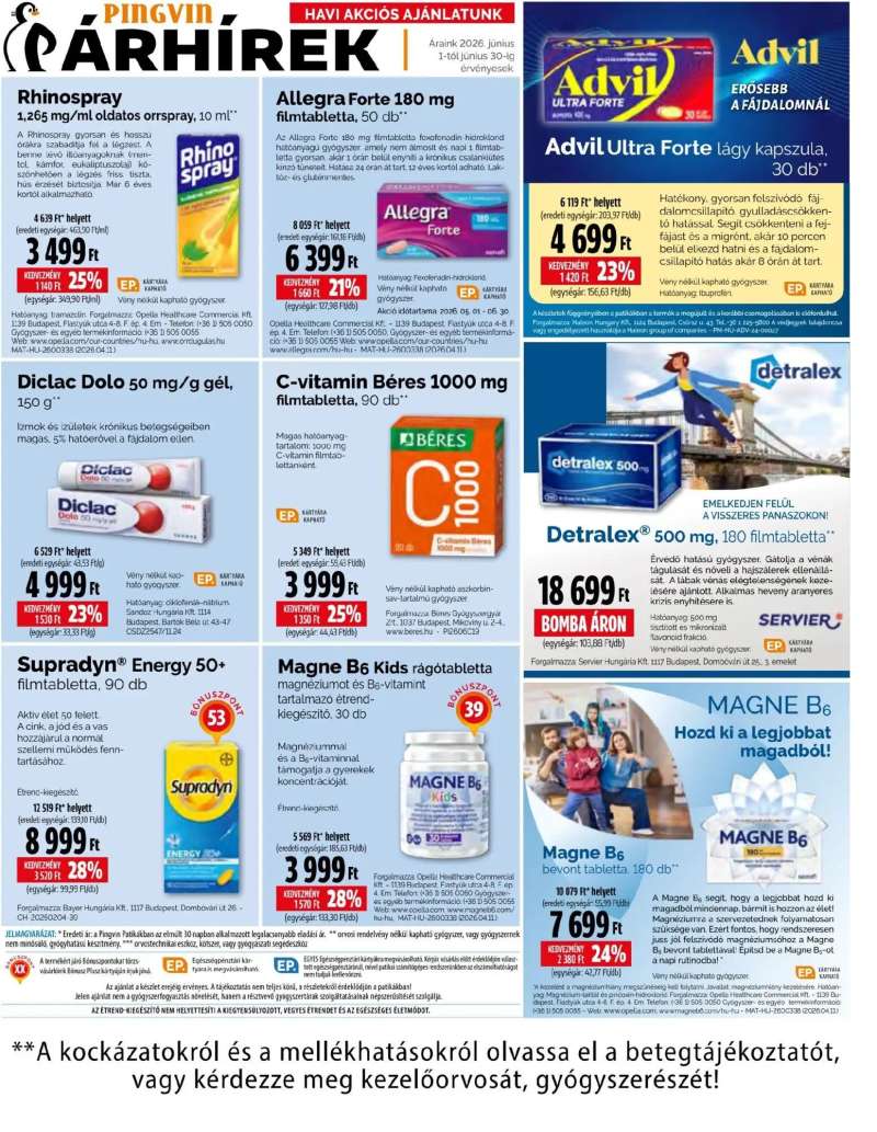 Pingvin Patika Pingvin Patika akciós újság 1 oldal