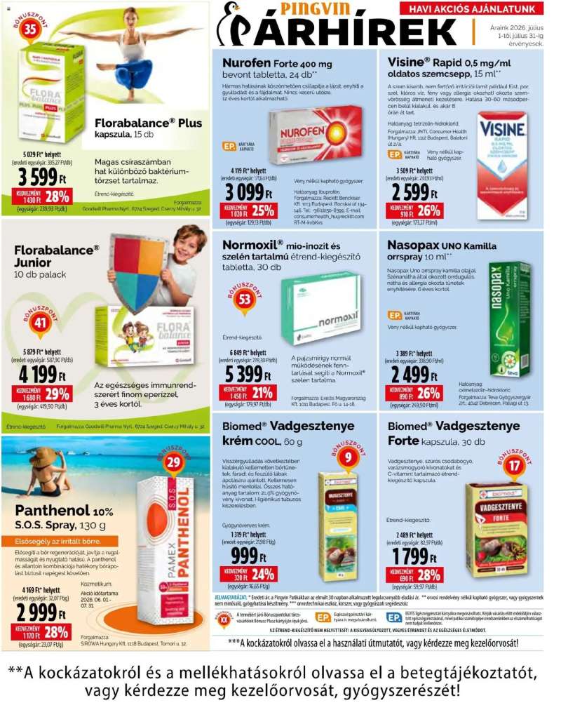 Pingvin Patika Pingvin Patika akciós újság 8 oldal